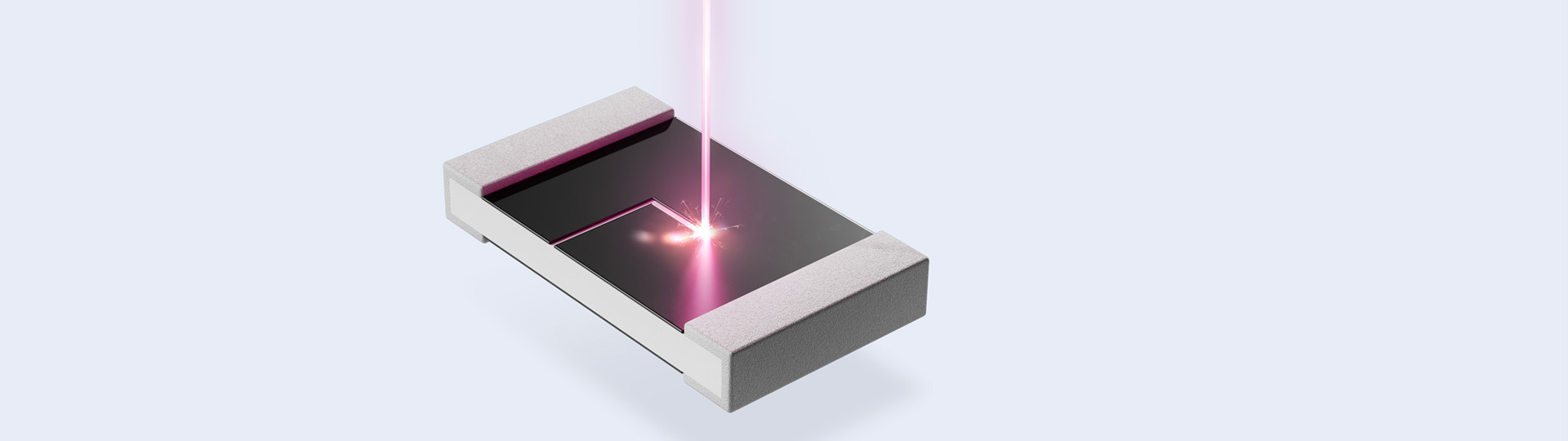 L-cut on an electrical resistor using laser trimming