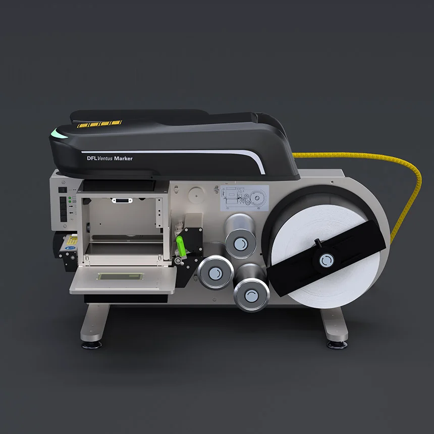 Foil Star film handling system with fiber laser from the Business Fiber series, side view