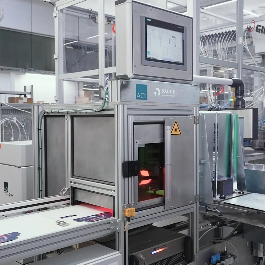 Marking laser integrated into production line at ABUS