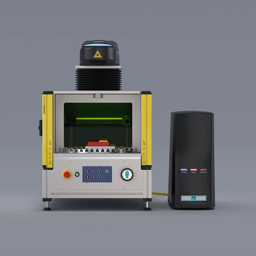 Vue frontale de la station laser RT400 avec laser à fibre de la série Business Fiber