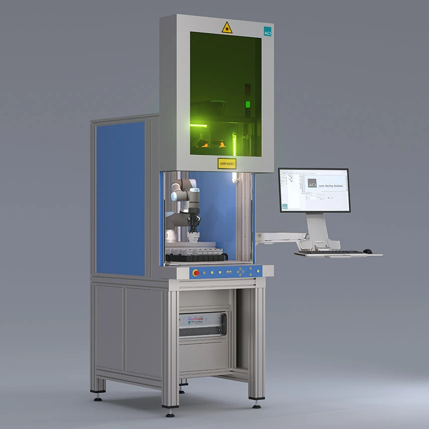Automated laser station Workstation Robotic with open laser safety door