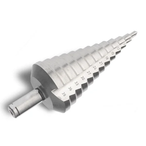 Step drill made of carbide with laser marking