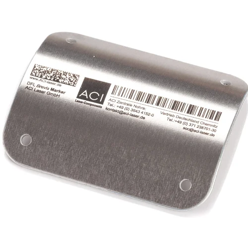 Marcado en negro de una placa de identificación de aluminio no anodizado mediante marcado láser