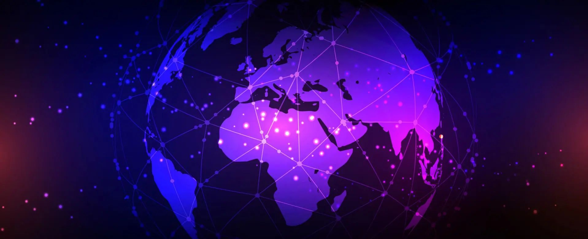 Globe with network points representing the international distribution network of ACI Laser