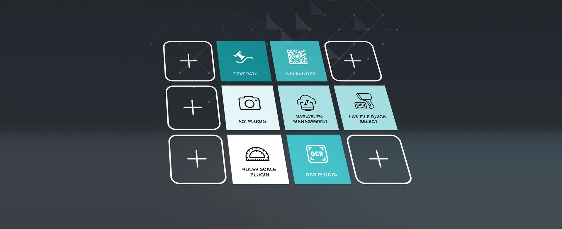 Auswahl an Plugins für die Lasersoftware Magic Mark von ACI