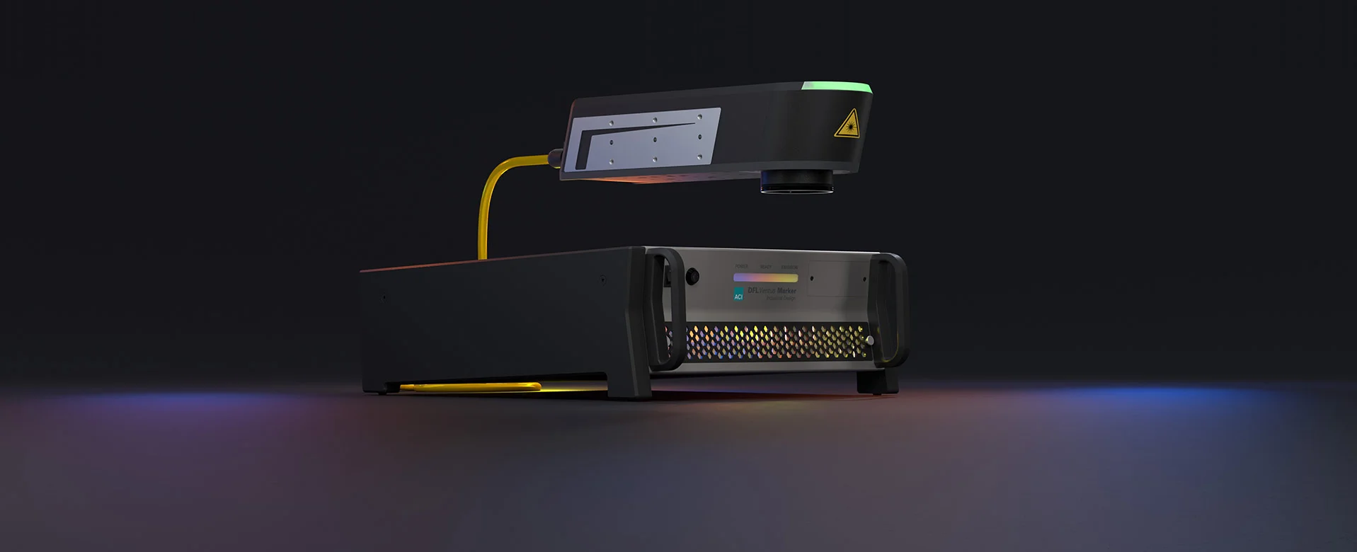 Fiber laser system DFL Ventus Marker with laser head and 19-inch slide-in unit