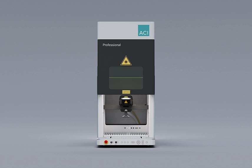 Workstation Professional als Auftisch-Laserstation in Frontansicht mit sichtbarem Arbeitsraum