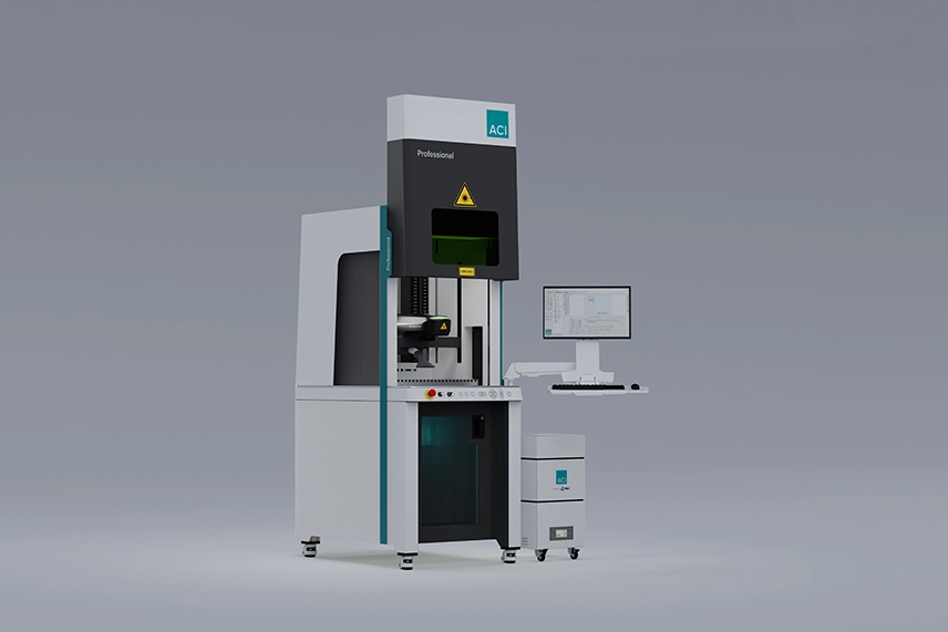 Workstation Professional als Laserstation mit Untergestell, Monitorarbeitsplatz und Laserabsaugung