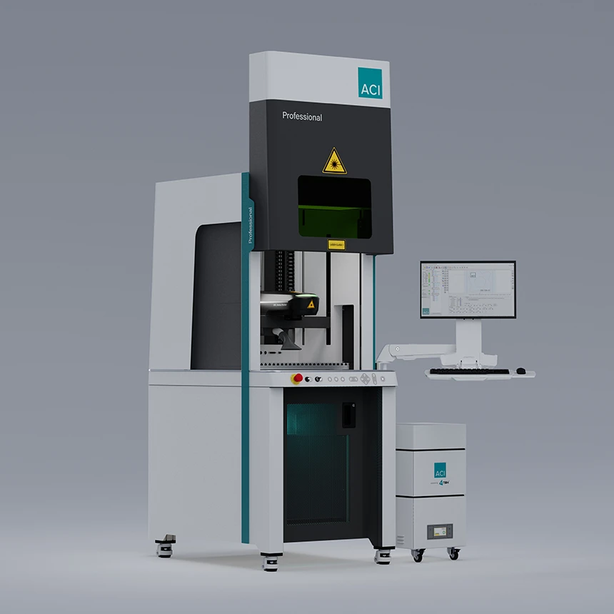 Workstation Professional als Laserstation mit Untergestell und Monitorarbeitsplatz